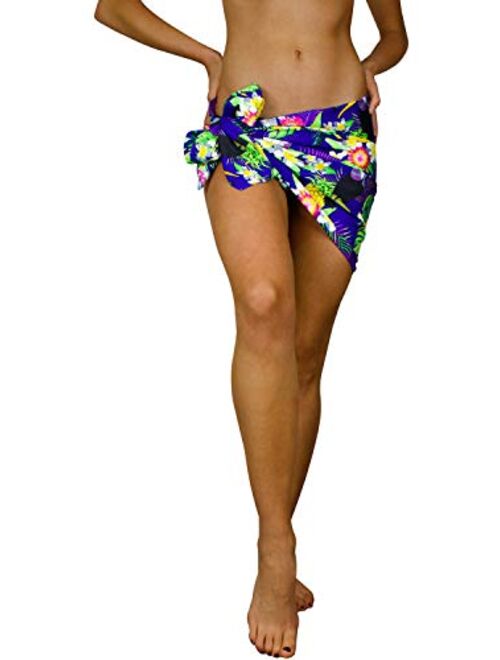 King Kameha Hawaiian Sarong Pareo Beach Wrap for Women Funky Casual Bikini Cover Up Very Loud Swimsuit Parrot Cockatoo Print