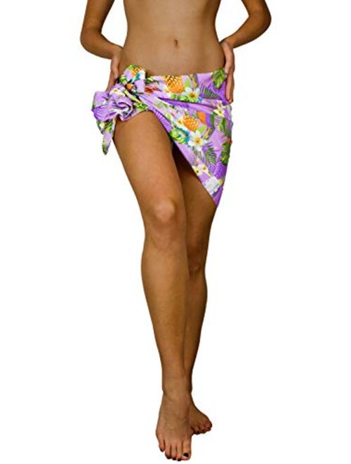 King Kameha Hawaiian Sarong Pareo Beach Wrap for Women Funky Casual Bikini Cover Up Very Loud Swimsuit Parrot Cockatoo Print