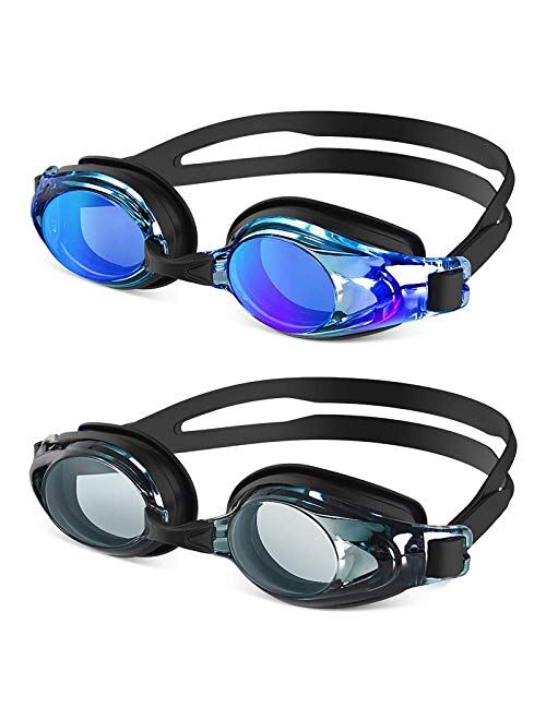 ZIONOR Swim Goggles, 2 Packs G8 Swimming Goggles for Adult/Men/Women/Youth