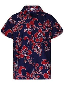 Hawaiian Shirt for Men Funky Casual Button Down Very Loud Shortsleeve Unisex Hibiscus