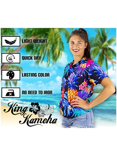 KING KAMEHA Hawaiian Shirt for Men Funky Casual Button Down Very Loud Shortsleeve Unisex Hibiscus