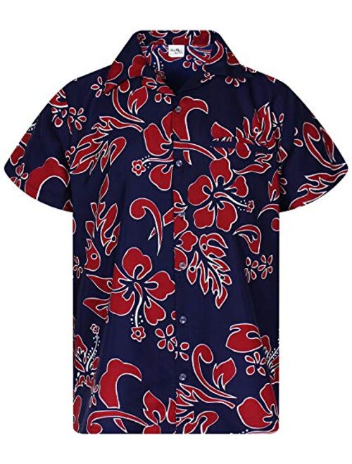 KING KAMEHA Hawaiian Shirt for Men Funky Casual Button Down Very Loud Shortsleeve Unisex Hibiscus