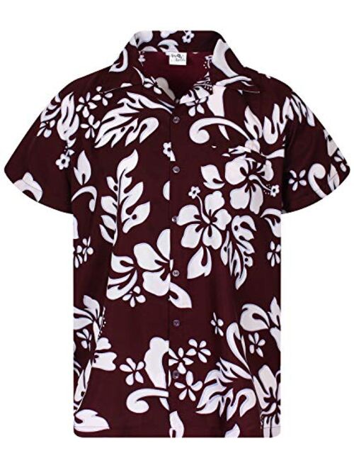 KING KAMEHA Hawaiian Shirt for Men Funky Casual Button Down Very Loud Shortsleeve Unisex Hibiscus