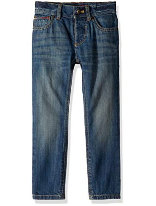 Tommy Hilfiger Boys' Adaptive Jeans Slim Straight Fit with Adjustable Waist and Hems