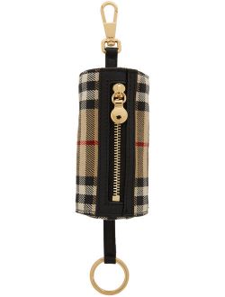 Beige Vintage Check Barrel Bag Keychain