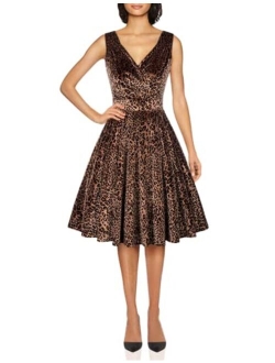 Women's Sequin Glitter V-Neck Party Dress Winter Velvet A-Line Dress Lace Evening Dress