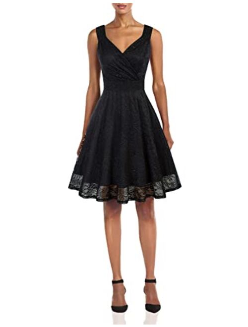 GRACE KARIN Women's Sequin Glitter V-Neck Party Dress Winter Velvet A-Line Dress Lace Evening Dress