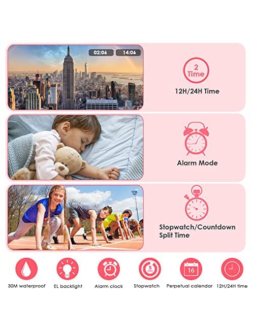 CakCity Kids Watches Digital Sport Watches for Girls Outdoor Waterproof Watches with Alarm Stopwatch Leisure Child Wrist Watch Ages 5-10