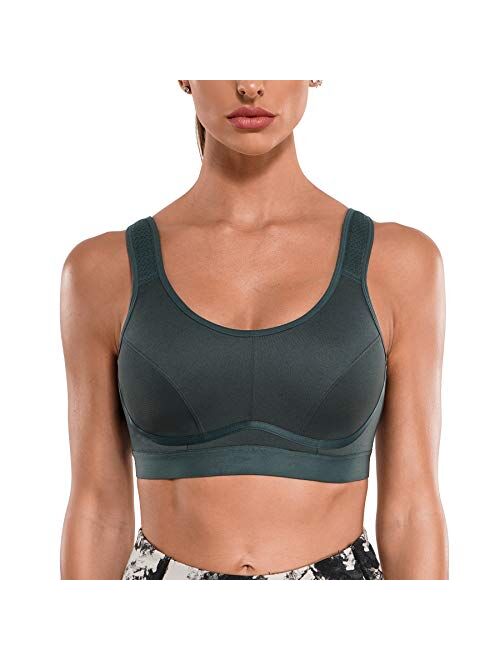 CYDREAM Women High Impact Support Sports Bra Wirefree Bounce Control Workout Fitness Adjustable Straps Hook Closure