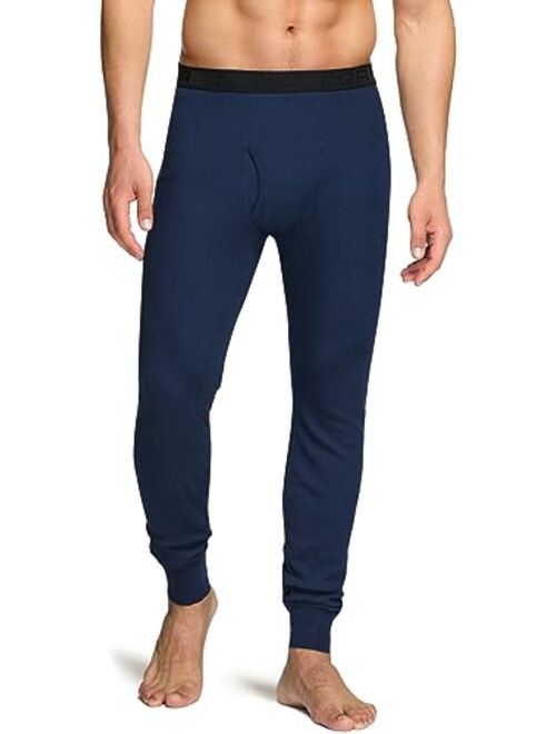 CQR 1 or 2 Pack Men's Thermal Underwear Pants, Midweight Waffle Knit Long Johns, Winter Cold Weather Thermal Bottoms with Fly