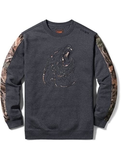 Men's Fleece Crewneck Sweatshirt, Winter Outdoor Performance Pullover, Crew Fleece Lined Hunting Sweatshirts