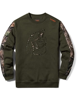 Men's Fleece Crewneck Sweatshirt, Winter Outdoor Performance Pullover, Crew Fleece Lined Hunting Sweatshirts