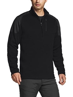 Men's Thermal Fleece Half Zip Pullover, Winter Outdoor Warm Sweater, Lightweight Long Sleeve Sweatshirt