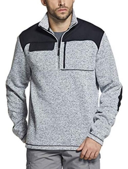 Men's Thermal Fleece Half Zip Pullover, Winter Outdoor Warm Sweater, Lightweight Long Sleeve Sweatshirt