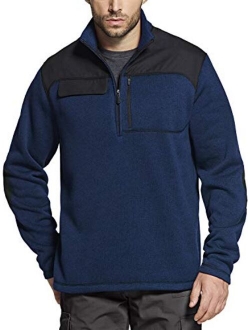 Men's Thermal Fleece Half Zip Pullover, Winter Outdoor Warm Sweater, Lightweight Long Sleeve Sweatshirt