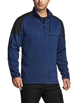 Men's Thermal Fleece Half Zip Pullover, Winter Outdoor Warm Sweater, Lightweight Long Sleeve Sweatshirt