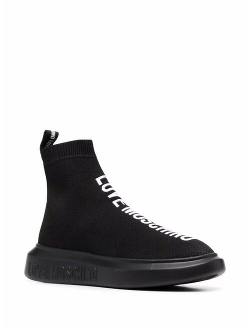 Love Moschino embroidered-logo sock sneakers