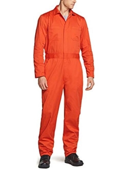 Men's Long Sleeve Zip-Front Coverall, Twill Stain & Wrinkle Resistant Work Coverall, Action Back Jumpsuit with Multi Pockets