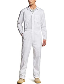 Men's Long Sleeve Zip-Front Coverall, Twill Stain & Wrinkle Resistant Work Coverall, Action Back Jumpsuit with Multi Pockets