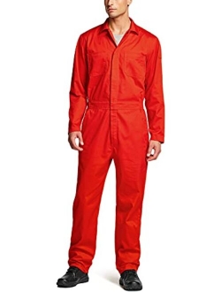 Men's Long Sleeve Zip-Front Coverall, Twill Stain & Wrinkle Resistant Work Coverall, Action Back Jumpsuit with Multi Pockets