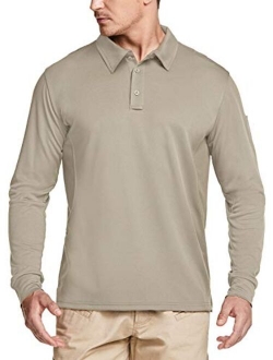 Men's Long Sleeve Tactical Work Shirts, Dry Fit Lightweight Polo Shirts, Outdoor Performance UPF 50  Collared Shirt