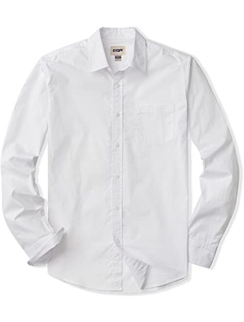 CQR Men's Regular Fit Long Sleeve Shirts, 100% Cotton Button-Up Casual Poplin Shirt