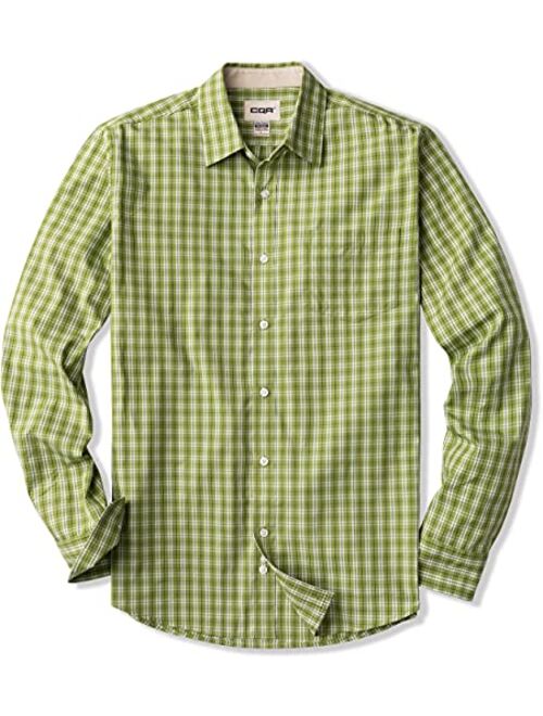 CQR Men's Regular Fit Long Sleeve Shirts, 100% Cotton Button-Up Casual Poplin Shirt