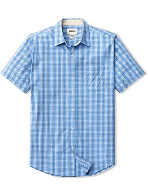 CQR Men's Regular Fit Short Sleeve Shirts, 100% Cotton Button-Up Casual Poplin Shirt