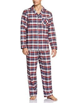 Men's 100% Cotton Plaid Flannel Pajama Set, Brushed Soft Lounge & Sleep PJ Top & Bottom with Pockets