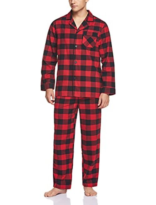 CQR Men's 100% Cotton Plaid Flannel Pajama Set, Brushed Soft Lounge & Sleep PJ Top & Bottom with Pockets