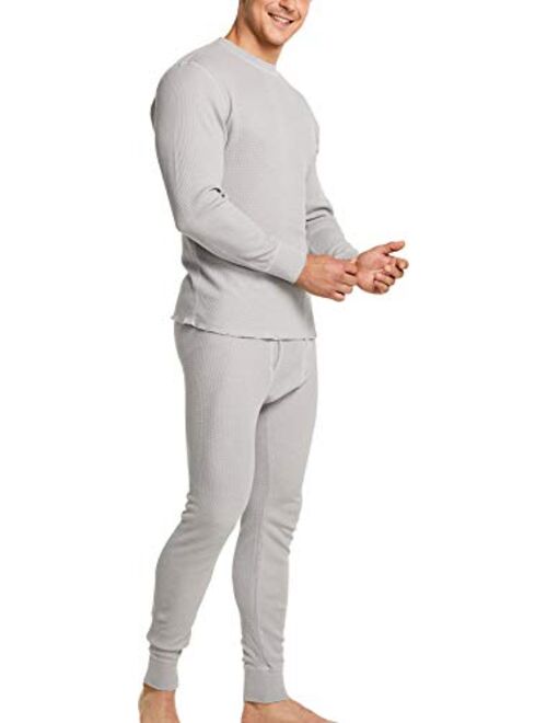 CQR Men's Thermal Underwear Set, Midweight Waffle Knit Thermal Top and Bottom, Winter Cold Weather Long Johns with Fly