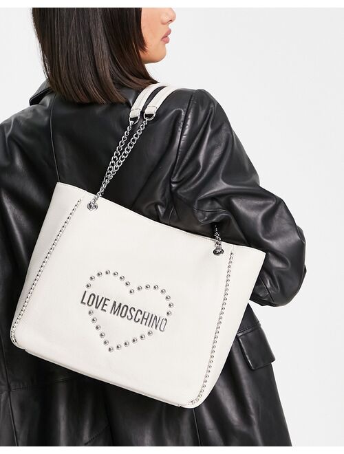 Love Moschino heart logo tote bag in ivory