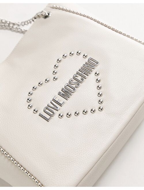 Love Moschino heart logo tote bag in ivory