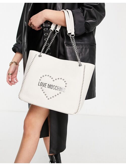 Love Moschino heart logo tote bag in ivory