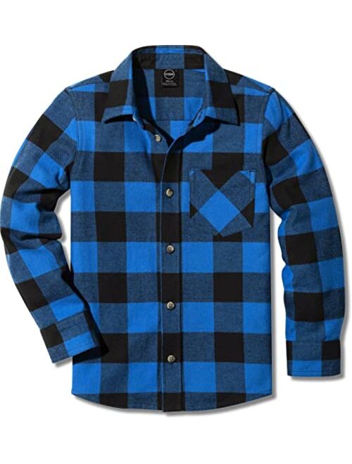 CQR Kids Little Boys Girls Baby Plaid Flannel Shirt Long Sleeve, All-Cotton Soft Brushed Casual Button Down Shirts