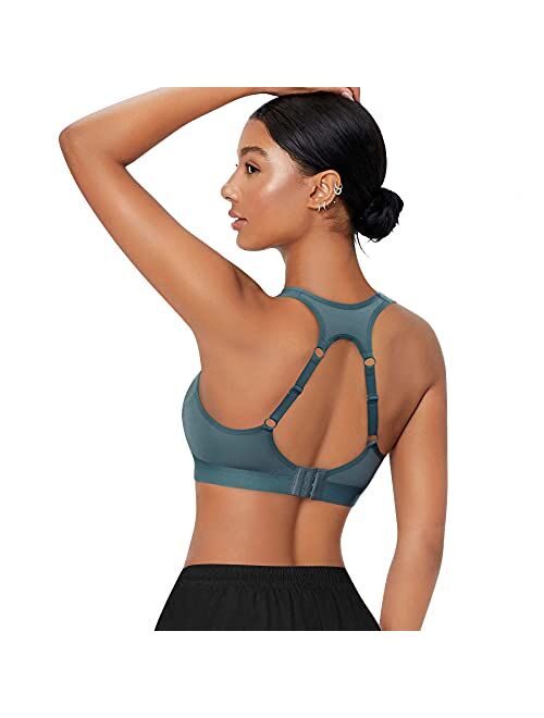 CYDREAM Women High Impact Sports Bra Racerback Running Bras Wireless Adjustable Straps Hook Quick Dry Max Support