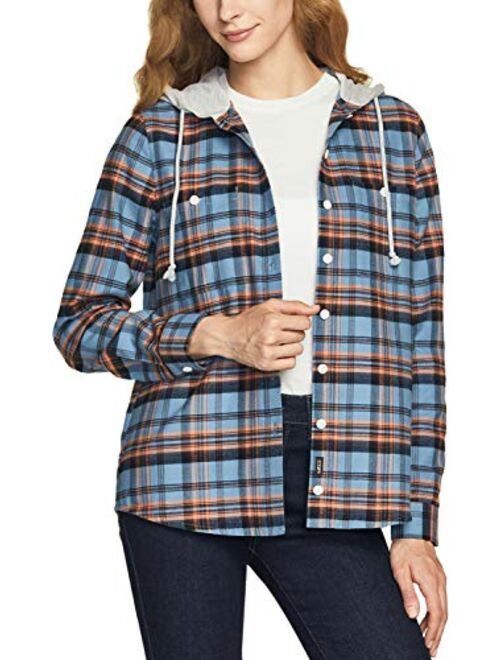 CQR Women's Hooded Plaid Flannel Shirt Long Sleeve, All-Cotton Soft Brushed Casual Button Down Shirts