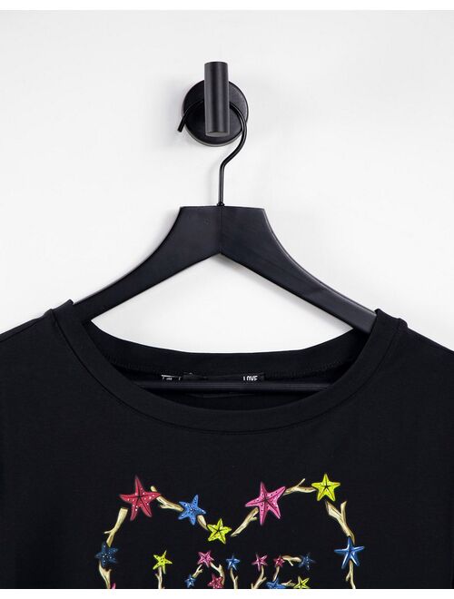 Love Moschino star heart logo T-shirt in black