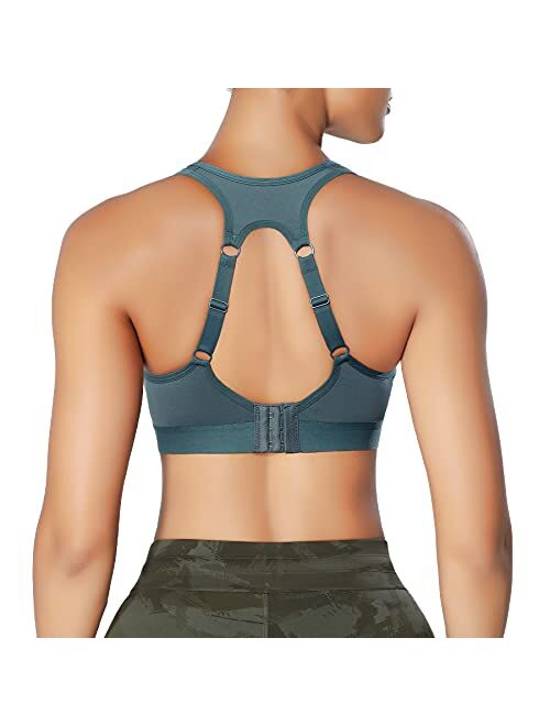 IHHCOXK Women High Impact Racerback Sport Bra Full Support Bonce Control Workout Running Bra Wireless Seamless Yoga Tops