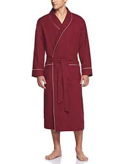 Men's 100% Cotton Flannel Robe, Lightweight Soft Plaid Lounge & Night Sleepwear Robes