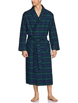 Men's 100% Cotton Flannel Robe, Lightweight Soft Plaid Lounge & Night Sleepwear Robes