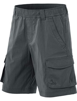 Kids Youth Pull on Cargo Shorts, Outdoor Camping Hiking Shorts, Lightweight Elastic Waist Athletic Short with Pockets