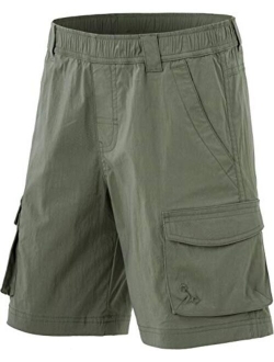 Kids Youth Pull on Cargo Shorts, Outdoor Camping Hiking Shorts, Lightweight Elastic Waist Athletic Short with Pockets