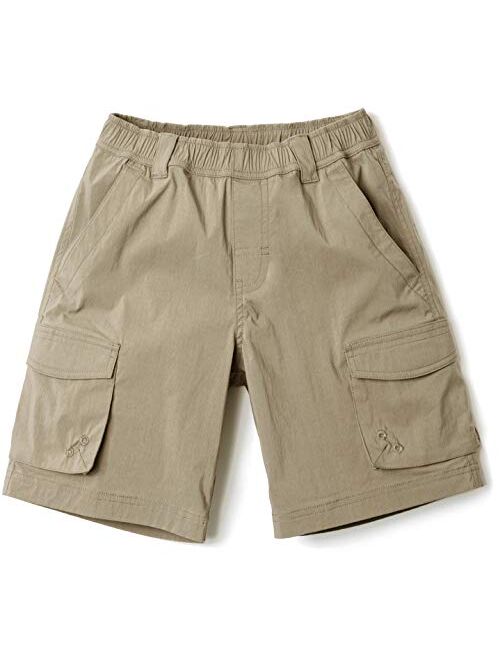 CQR Kids Youth Pull on Cargo Shorts, Outdoor Camping Hiking Shorts, Lightweight Elastic Waist Athletic Short with Pockets