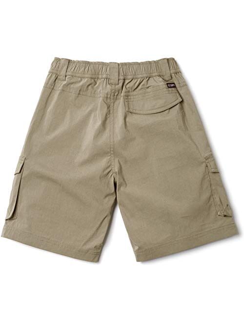 CQR Kids Youth Pull on Cargo Shorts, Outdoor Camping Hiking Shorts, Lightweight Elastic Waist Athletic Short with Pockets