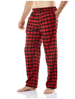 Men's 100% Cotton Plaid Flannel Pajama Pants, Brushed Soft Lounge & Sleep PJ Bottoms with Pockets