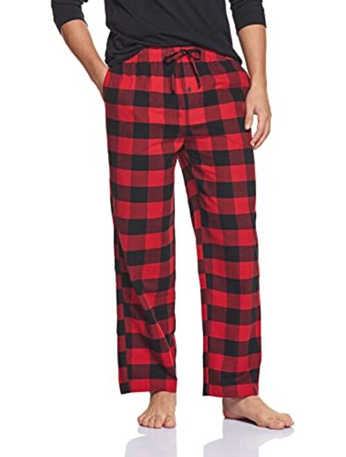 CQR Men's 100% Cotton Plaid Flannel Pajama Pants, Brushed Soft Lounge & Sleep PJ Bottoms with Pockets