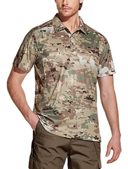 Men's Short Sleeve Tactical Work Shirts, Dry Fit Lightweight Polo Shirts, Outdoor Performance UPF 50  Collared Shirt