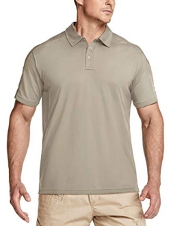 Men's Short Sleeve Tactical Work Shirts, Dry Fit Lightweight Polo Shirts, Outdoor Performance UPF 50  Collared Shirt