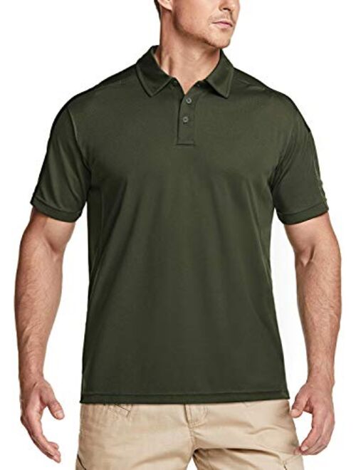 CQR Men's Short Sleeve Tactical Work Shirts, Dry Fit Lightweight Polo Shirts, Outdoor Performance UPF 50+ Collared Shirt